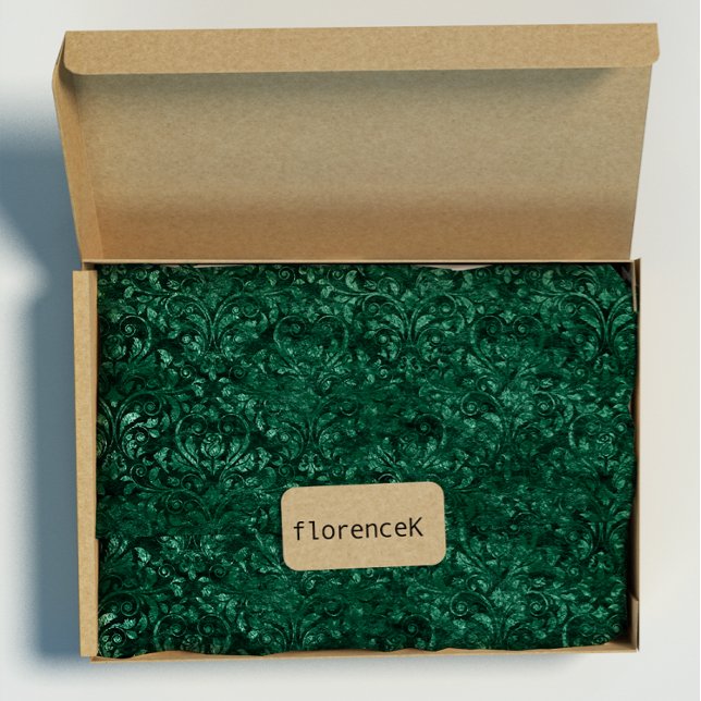 Papier Cadeau Royal Damask Brossé Velvet Deep Emerald Green (Royal Damask Crushed Velvet Deep Emerald Green Wrapping Paper)