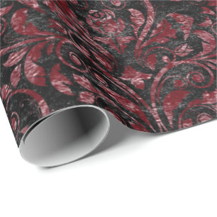Papier Cadeau Royal Damask Velvet concassé Black Burgundy Maroon