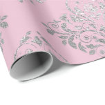 Papier Cadeau Royal Princess Pink Silver Damask brillant<br><div class="desc">Minimalisme et élégance Glam et papier d'enveloppement chic et délicat</div>