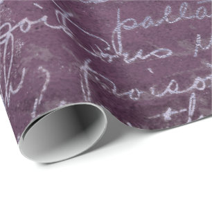 Papier Cadeau Royal Vintage Améthyste Purple Vieux Script