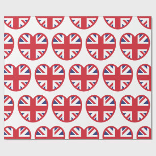 Papier Cadeau Royaume-Uni Union Jack Flag Heart