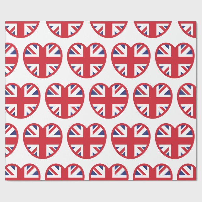 Papier Cadeau Royaume-Uni Union Jack Flag Heart (Plat)