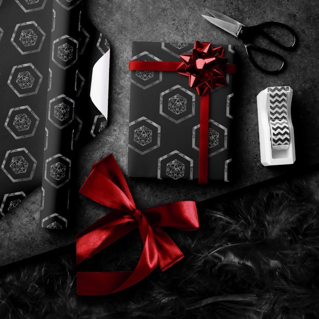 Papier Cadeau RPG Dice | Fantasy Old School Tabletop Retro Gamer (Créateur téléchargé)