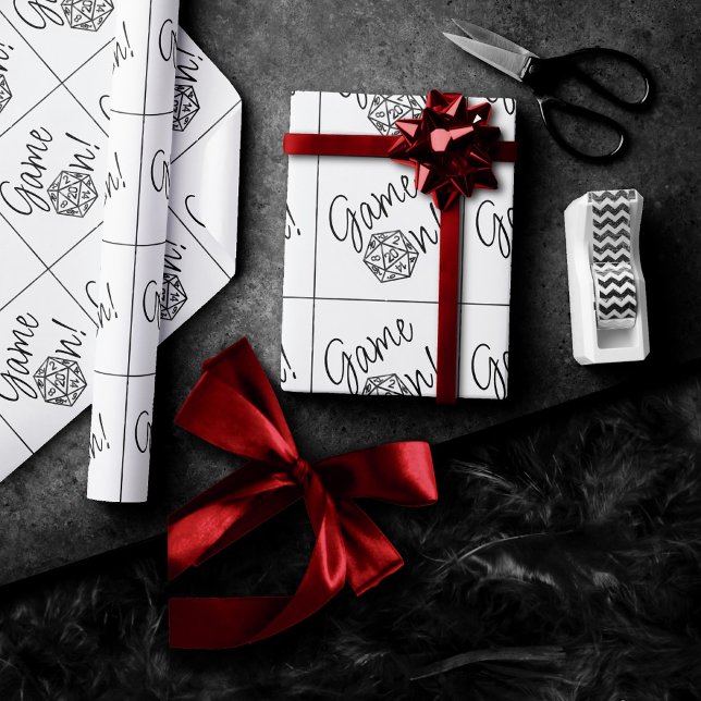 Papier Cadeau RPG Game On | Classic Tabletop PnP Roleplayer Dice (Créateur téléchargé)