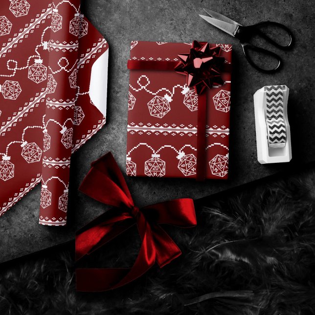 Papier Cadeau RPG Lights rouge | Imaginaire Tabletop Retro Gamer (Créateur téléchargé)