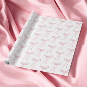 Papier Cadeau Ruban à nœud papillon rose Coquette nouant le nœud