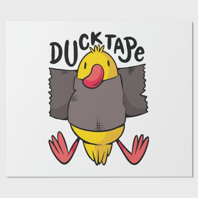 Papier Cadeau Ruban Canard Drôle (Plat)