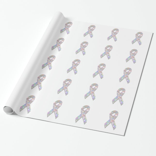 Papier Cadeau ruban de cancer du poumon perlé (Déroulé)