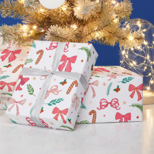 Papier Cadeau Ruban de Noël élégant et motif de bonbons