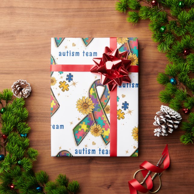 Papier Cadeau ruban de sensibilisation à l'autisme mignon pièce  (Cadeau de vacances)