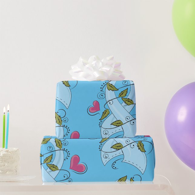 Papier Cadeau Ruban de sensibilisation bleu clair, soutien et es (Créateur téléchargé)