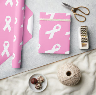 Papier Cadeau Ruban de sensibilisation sur fond rose