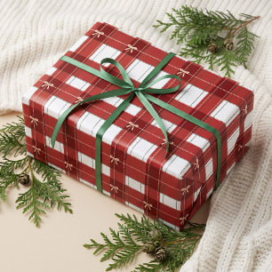 Papier Cadeau Ruban festif moderne gras Rouge Tartan à carreaux