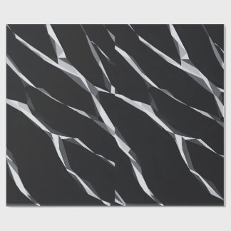 Papier Cadeau Ruban Liquide Moderne en Marbre Noir et Blanc Emba