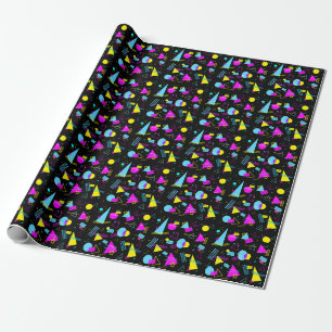 PAPIER CADEAU RUBAN RÉTRO FORMES COLORÉES