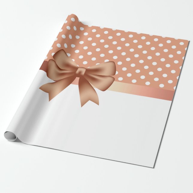 Papier Cadeau Ruban rose or et Pois (Déroulé)