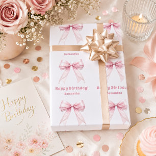 Papier Cadeau Ruban rose pastel pour fille anniversaire