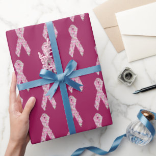 Papier Cadeau Ruban survivant du cancer du sein rose floral