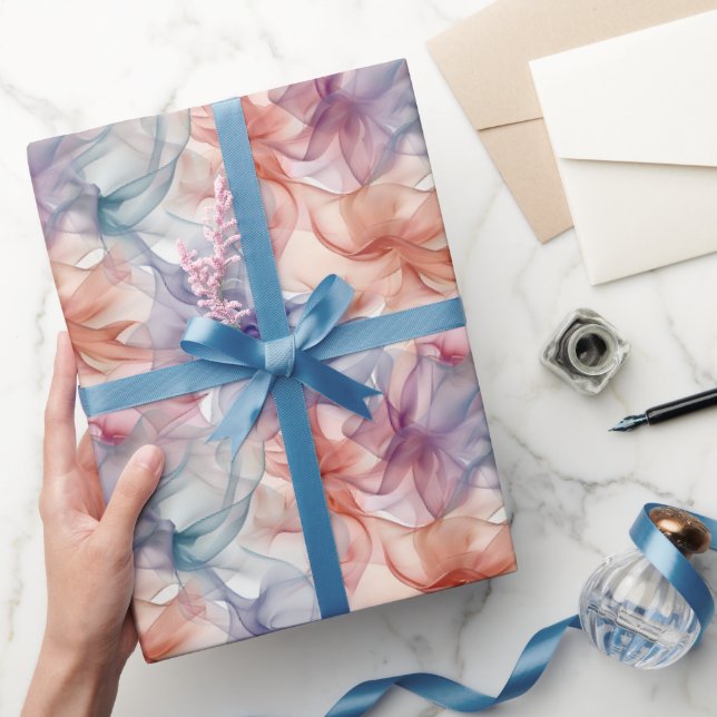Papier Cadeau Rubans Arc-en-ciel sur Fond Blanc  (Cadeaux)