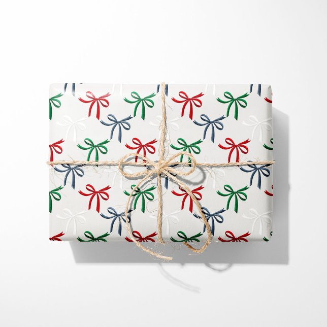 Papier Cadeau Rubans de Noël à l'aquarelle  (Créateur téléchargé)