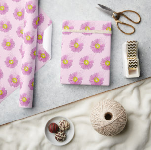 Papier Cadeau Rubans de survivante du cancer du sein rose Daisy