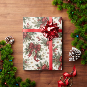 Papier Cadeau Rubans et noeuds de Noël de luxe