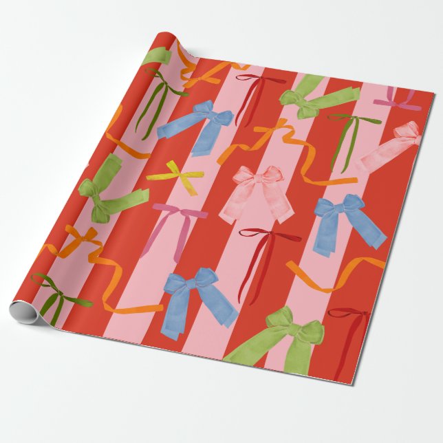 Papier Cadeau Rubans Rétro Colorés (Déroulé)