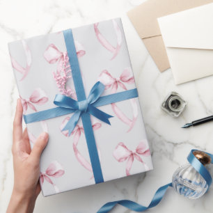 Papier Cadeau Rubans Rose Pâle Gris
