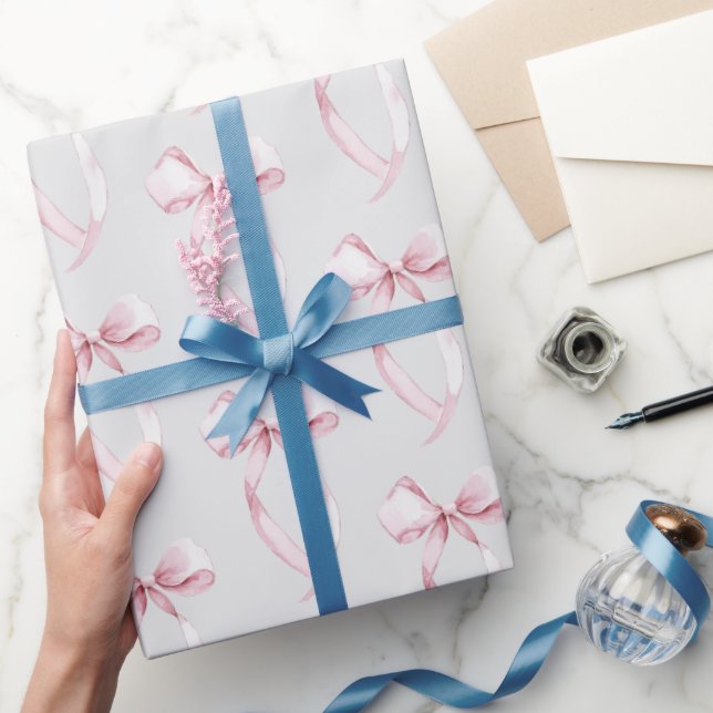Papier Cadeau Rubans Rose Pâle Gris (Cadeaux)