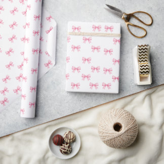Papier Cadeau Rubans roses coquettes motif esthétique Emballage