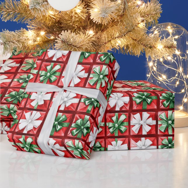 Papier Cadeau Rubans Rouge Blanc Vert Noël (Vacances)