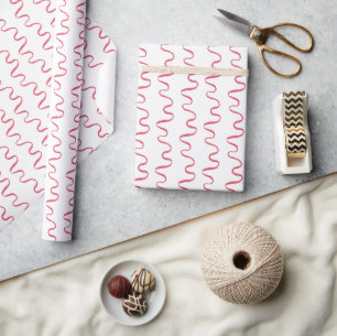 Papier Cadeau Rubans rouges à l'aquarelle