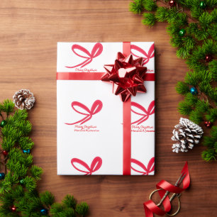 Papier Cadeau Rubans rouges de Noël dessinés à la main