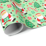 Papier Cadeau Runner Christmas Cadeau Papier Enveloppant<br><div class="desc">Enveloppe cadeau de vacances créative avec un coureur de Noël amusant courir à travers les bonbons de Noël.</div>