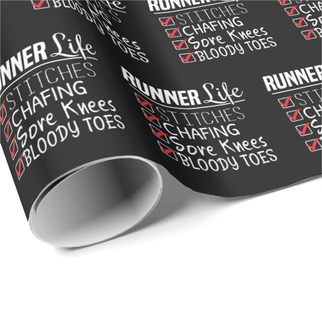 Papier Cadeau Runner's Life Funny Marathon Running Checklist (Coin rond)