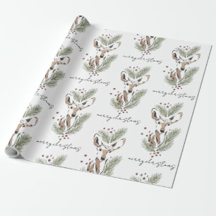 Papier Cadeau Russe aquarelle Cerf Motif de Noël