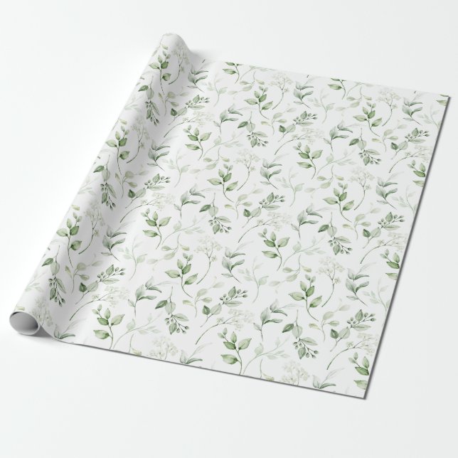 Papier Cadeau Russe aquarelle Feuille de forêt naturelle Motif (Déroulé)