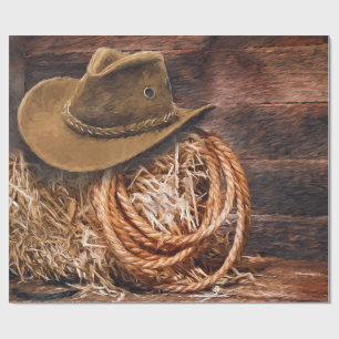 Papier Cadeau Russe Cowboy Casquette corde Hay Photo