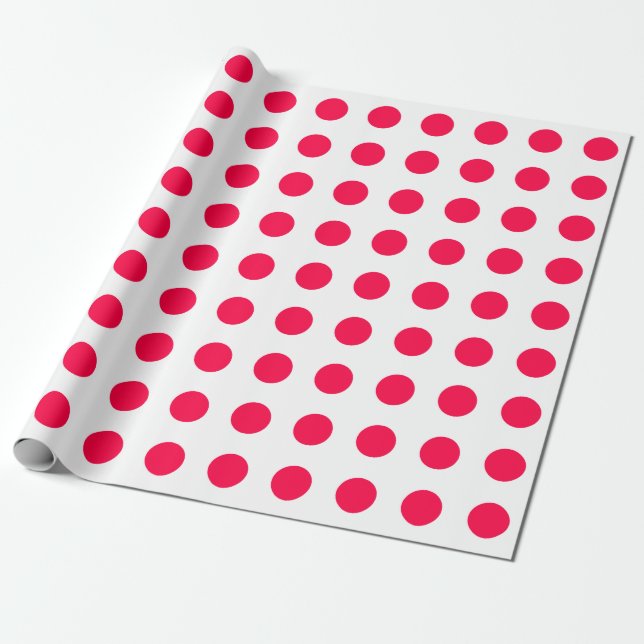 Papier Cadeau Russe Modèle de Noël Rouge Pois Blanc (Déroulé)