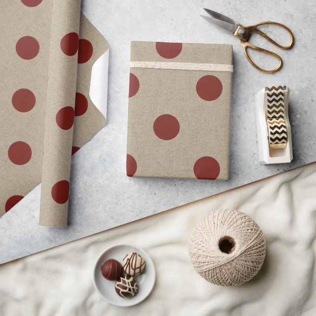 Papier Cadeau Russe Rouge Faux Burlap Polka Motif (Artisanat)