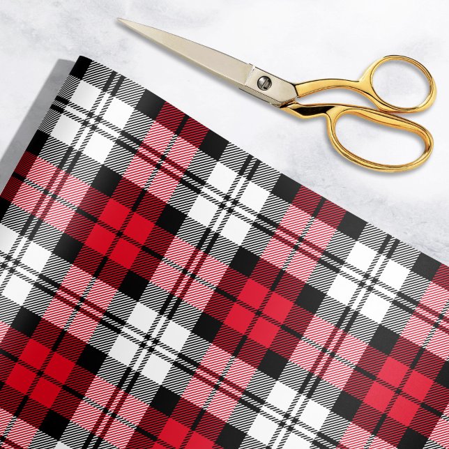 Papier Cadeau Russe Rouge Noir et Blanc Tartan Plaid Holiday (Créateur téléchargé)