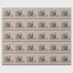 Papier Cadeau Russe Tan Noël Vintage Vieux Monde Père Noël