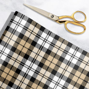 Papier Cadeau Russe Tan noir et blanc Tartan Plaid Holiday
