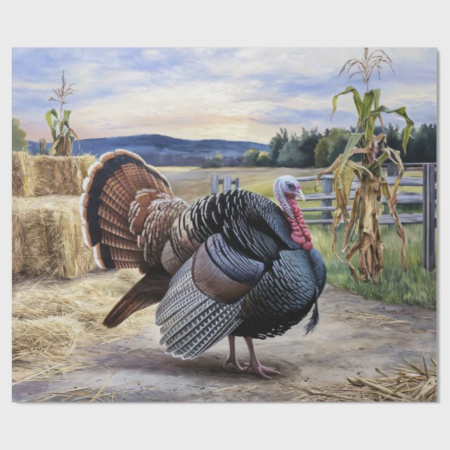 Papier Cadeau Russe Turquie ferme Thanksgiving Decoupage (Plat)