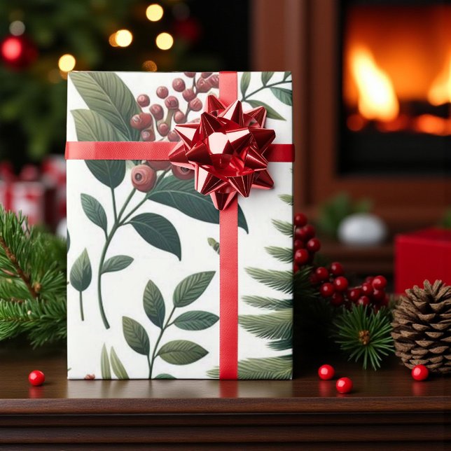 Papier Cadeau Russe Vacances Bois Aquarelle Pinecone (Créateur téléchargé)