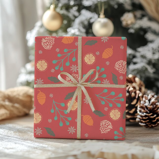 Papier Cadeau Rustic Christmas Nature Pattern (Créateur téléchargé)