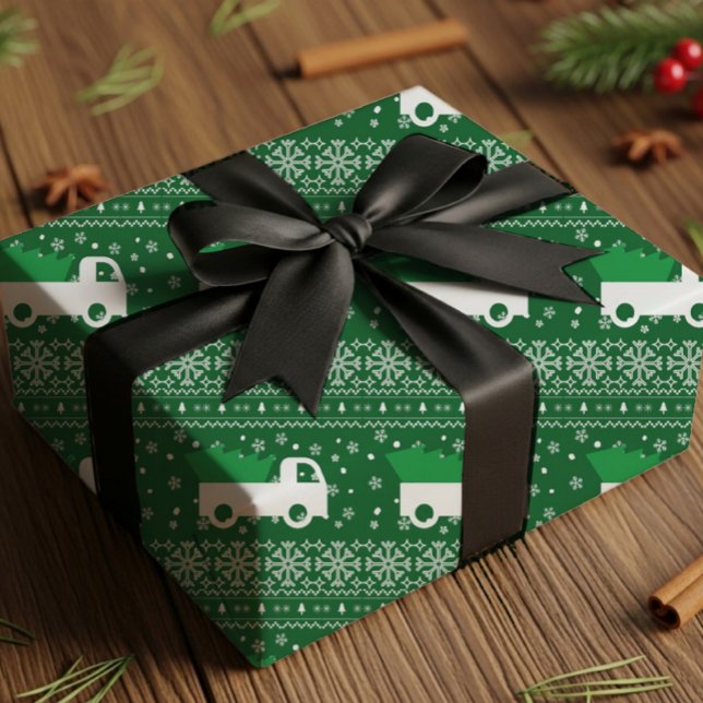 Papier Cadeau Rustic Christmas Truck Wrapping Paper (Créateur téléchargé)