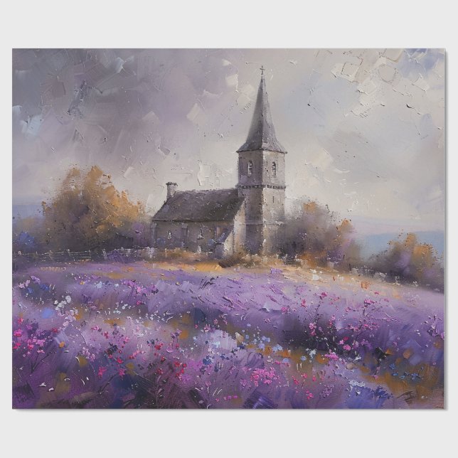 Papier Cadeau Rustic Church et Purple Fleurs sauvages découpage (Plat)
