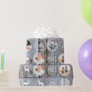 Papier Cadeau Rustic Grange Bois Famille de Noël Photo