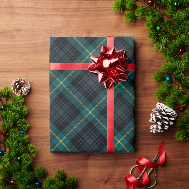 Papier Cadeau Rustic Navy and Green Black Watch Plaid Holiday (Cadeau de vacances)